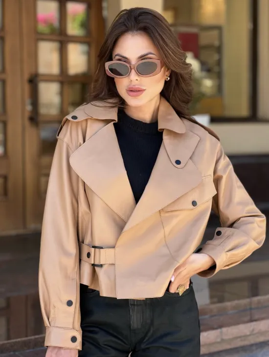 Популярная косуха в сливочной гладкой коже