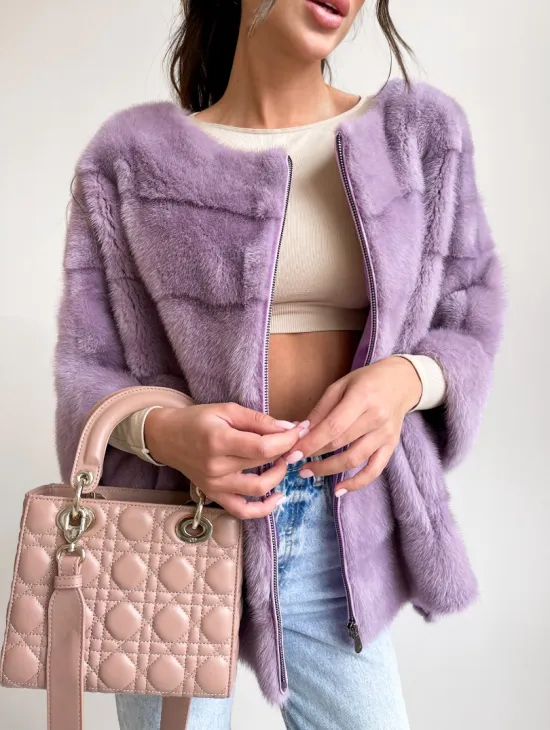 Свитер из меха норки в лавандовом оттенке