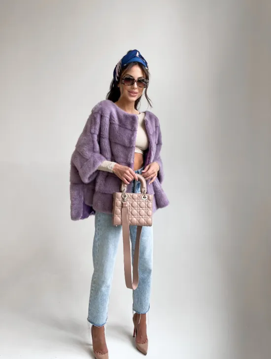 Свитер из меха норки в лавандовом оттенке