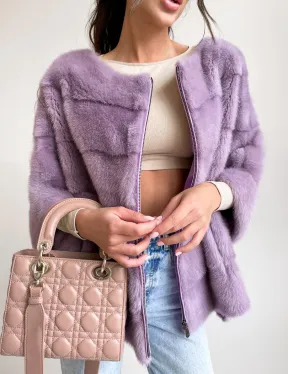 Свитер из меха норки в лавандовом оттенке