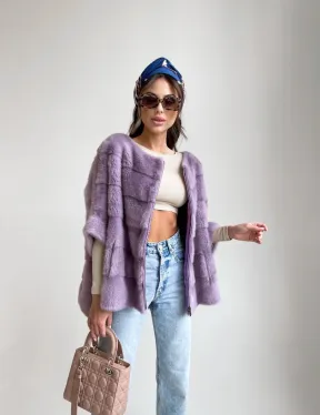 Свитер из меха норки в лавандовом оттенке