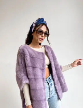 Свитер из меха норки в лавандовом оттенке