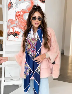 Норковая кофта на молнии в цвете сакура