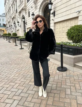 Черная короткая шуба из аукционной норки NAFA