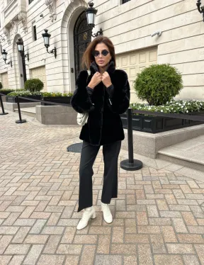 Черная короткая шуба из аукционной норки NAFA