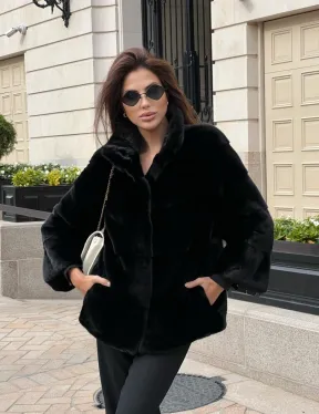 Черная короткая шуба из аукционной норки NAFA