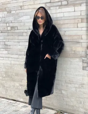 Шуба из меха норки SAGA FURS с капюшоном