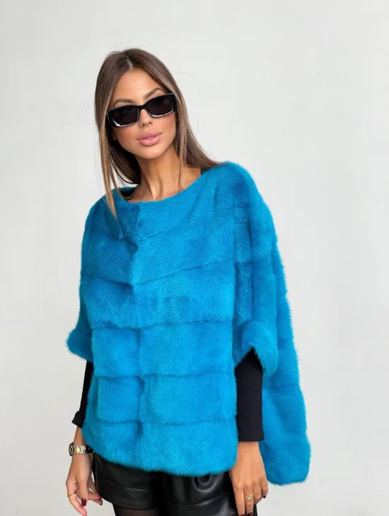 Свитер из меха норки в цвете лагуна
