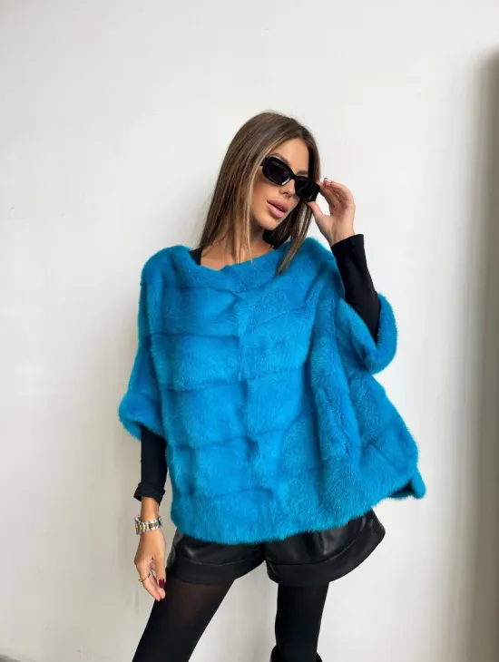 Свитер из меха норки в цвете лагуна
