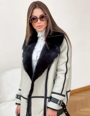 Дубленка на мехе тосканы в цвете Grey