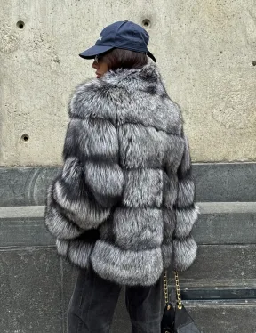 Шуба из чернобурки воротник стойка