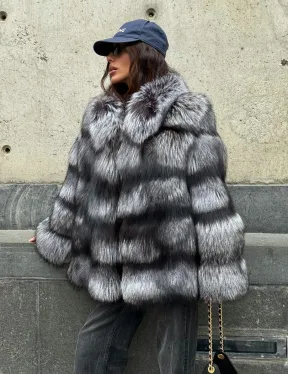 Шуба из чернобурки воротник стойка