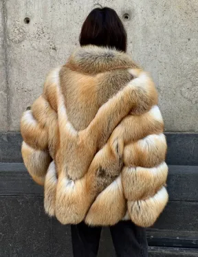 Шуба из меха лисы Golden Sunrise с английским воротником
