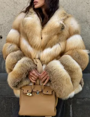 Шуба из меха лисы Golden Sunrise с английским воротником
