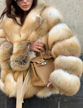 Шуба из меха лисы Golden Sunrise с английским воротником