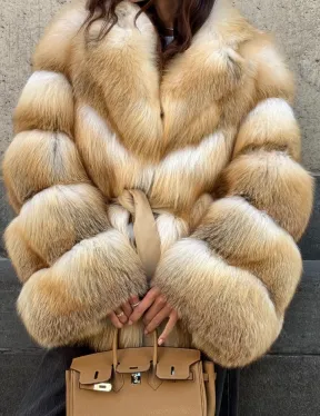 Шуба из меха лисы Golden Sunrise с английским воротником