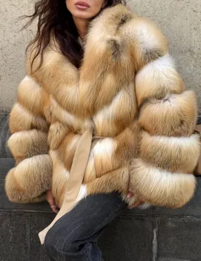 Шуба из меха лисы Golden Sunrise с английским воротником