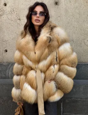 Шуба из меха лисы Golden Sunrise с английским воротником