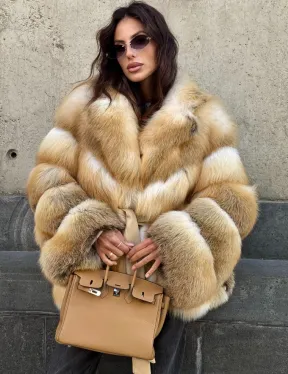 Шуба из меха лисы Golden Sunrise с английским воротником