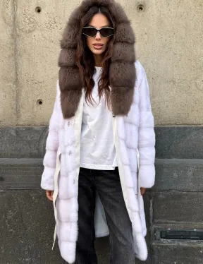 Шуба норковая  - капюшон куница