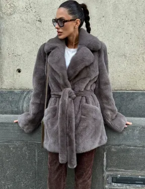 Норковая шуба лавандового цвета - VELVET