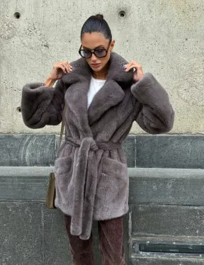 Норковая шуба лавандового цвета - VELVET