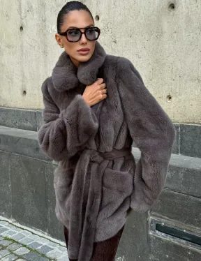 Норковая шуба лавандового цвета - VELVET