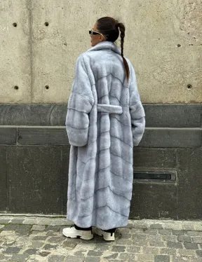 Длинная шуба из голубой скандинавской норки