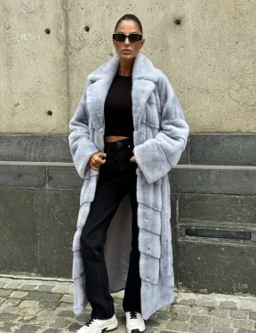 Длинная шуба из голубой скандинавской норки