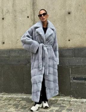 Длинная шуба из голубой скандинавской норки