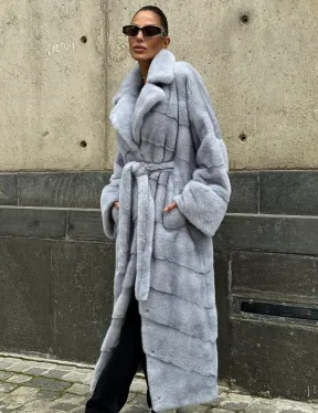 Длинная шуба из голубой скандинавской норки
