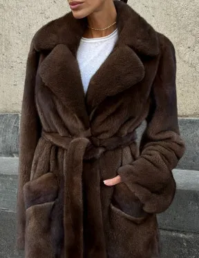 Шуба из скандинавской норки VELVET - цвет соболь