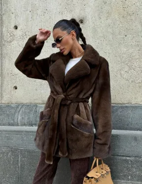 Шуба из скандинавской норки VELVET - цвет соболь