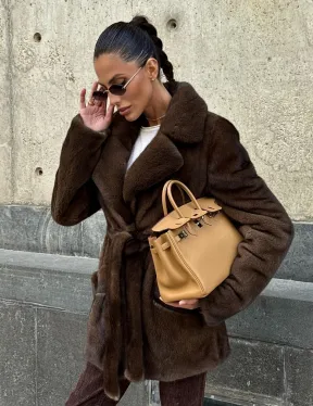 Шуба из скандинавской норки VELVET - цвет соболь