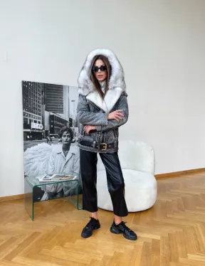 Авиатор с капюшоном из винтажной кожи