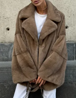 Норковый полушубок в пастельном оттенке