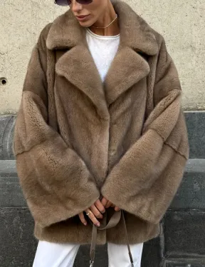 Норковый полушубок в пастельном оттенке