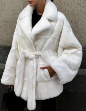 Белоснежная норковая шуба фасон 