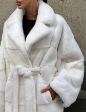 Белоснежная норковая шуба фасон 