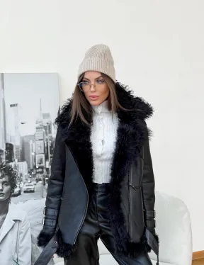 Стильная дубленка из натуральной овчины Тиградо