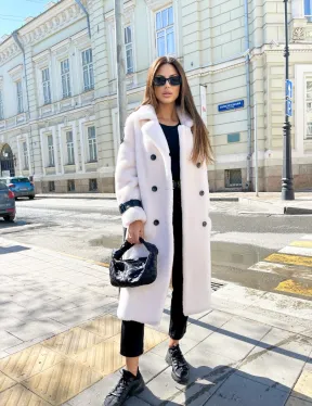 Белая шерстяная шуба - тедди