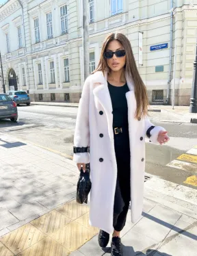 Белая шерстяная шуба - тедди