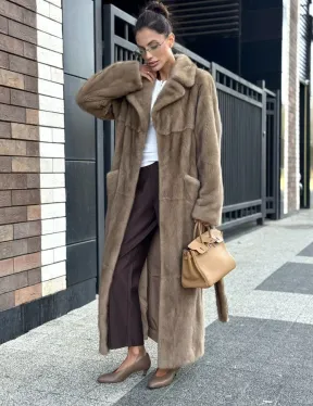 Женская длинная норковая шуба Pastel