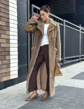 Женская длинная норковая шуба Pastel