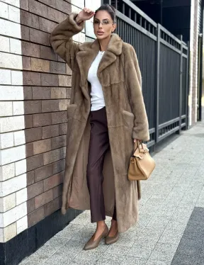 Женская длинная норковая шуба Pastel