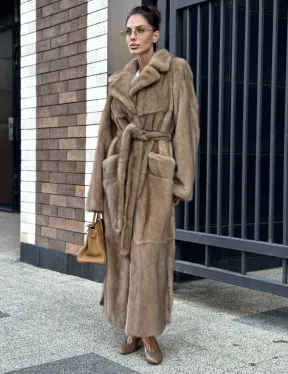 Женская длинная норковая шуба Pastel