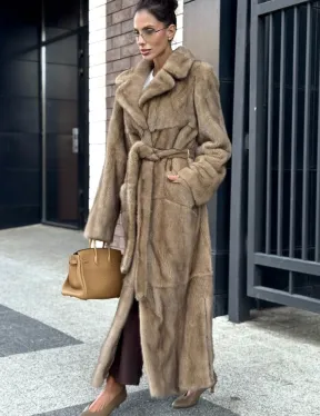 Женская длинная норковая шуба Pastel