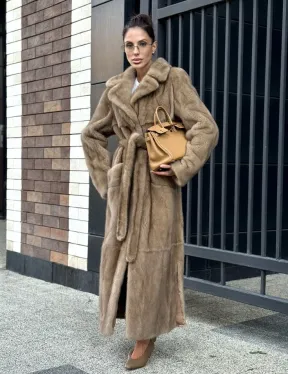 Женская длинная норковая шуба Pastel