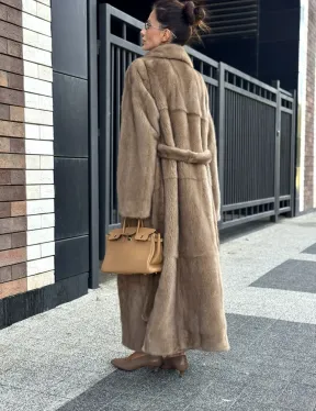 Женская длинная норковая шуба Pastel