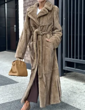 Женская длинная норковая шуба Pastel